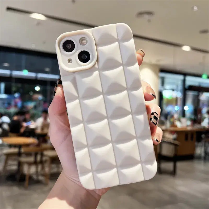 a white iphone case with a pattern on it