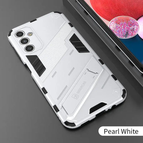 the back of a white iphone case with a phone in the background