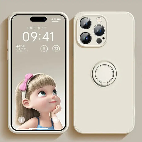 A white iphone with a girl’s face on it