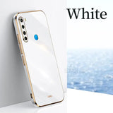 a white iphone with a gold frame and a white background