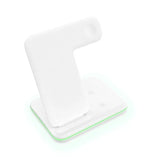 the white iphone stand with a green led