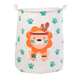 a white laundry bag with a lion design