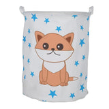a white laundry bag with a cartoon cat on it