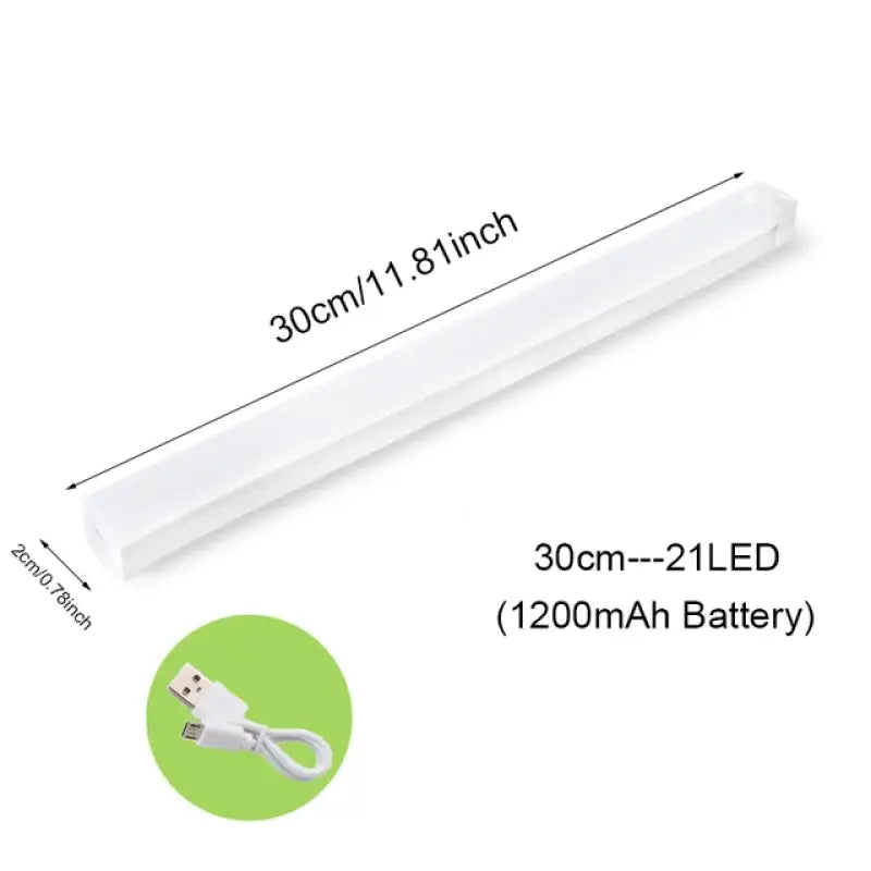 A white led strip with a green circle