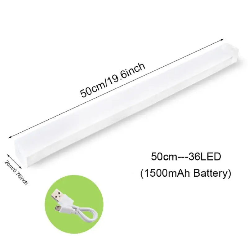 a white led strip with a green circle