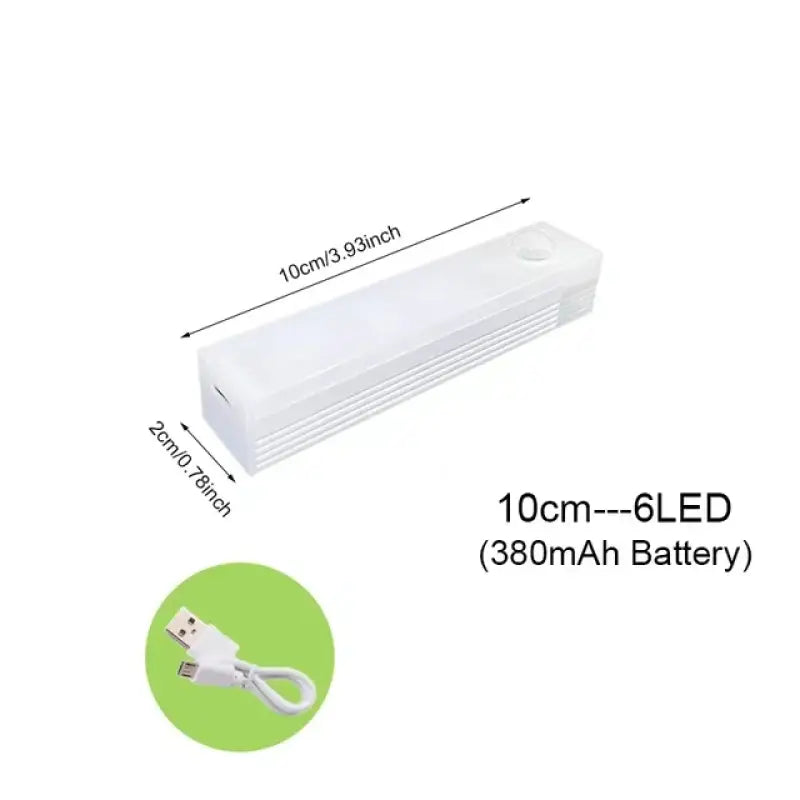 a white led strip with a green background