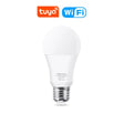 A white light bulb with a blue tag on it