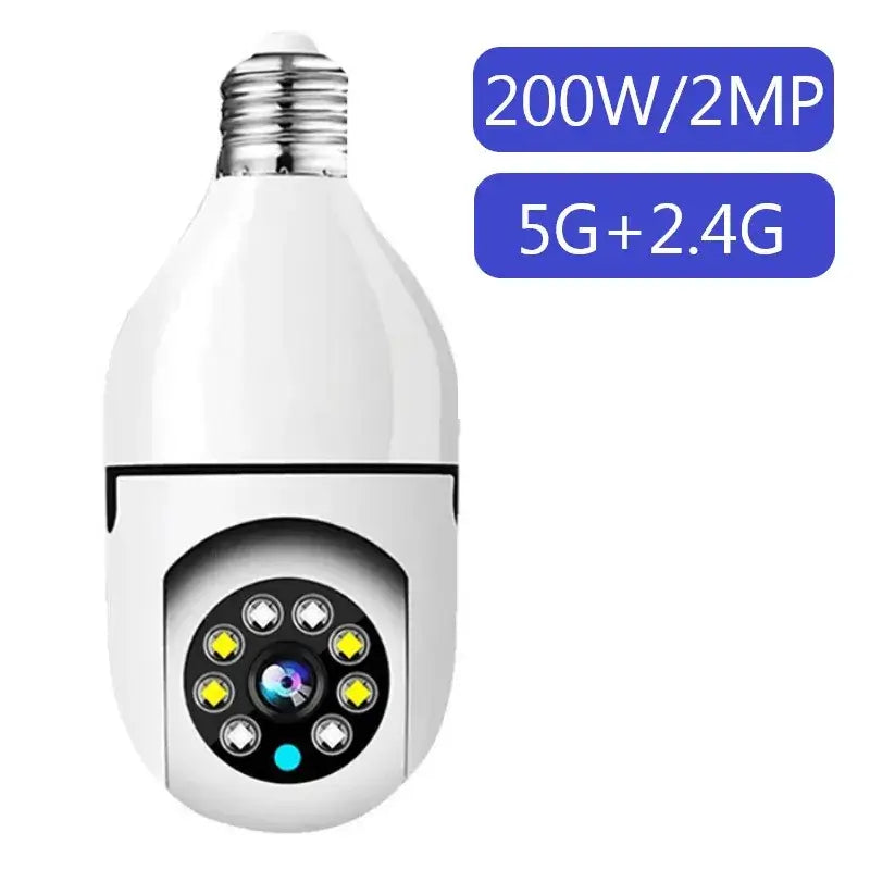 a white light bulb with a camera attached to it