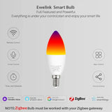 A white light bulb with a colorful light bulb on it