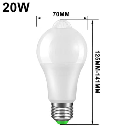 A white light bulb with a green light on top of it