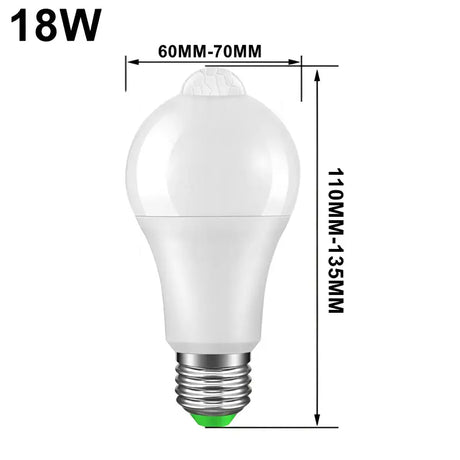 A white light bulb with a green light bulb on top