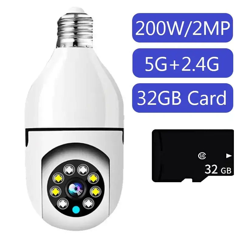 A white light bulb with a memory card and a memory card