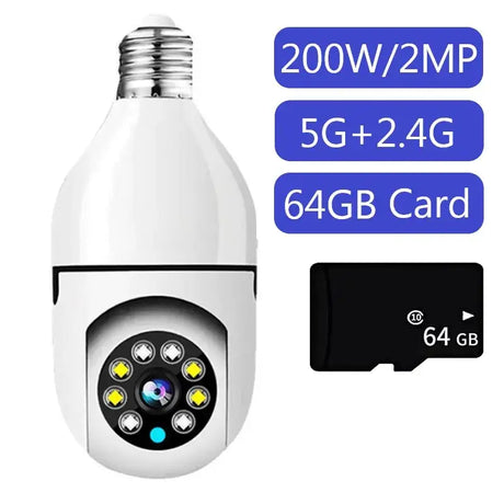 A white light bulb with a memory card and a memory card