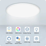 a white ceiling light with various icons