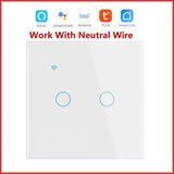 A white light switch with a blue dot on the side