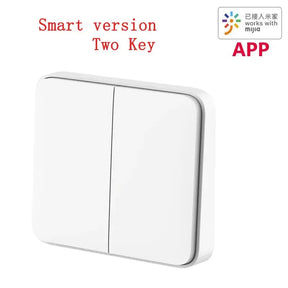 a white light switch with a red and white text that says smart version two key