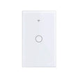 A white light switch with a single button