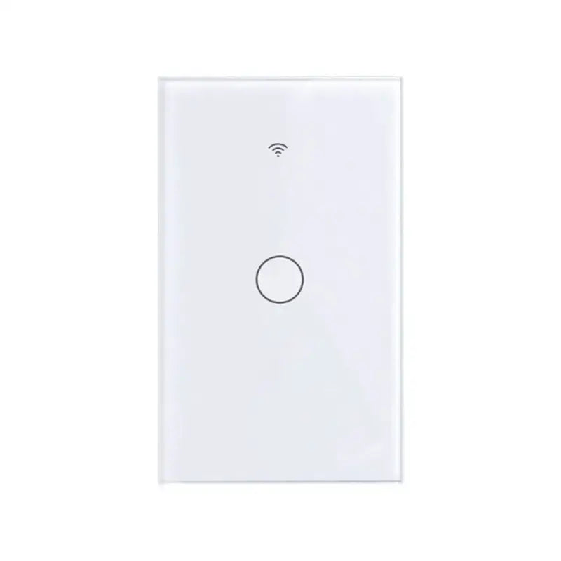 a white light switch with a single button