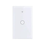 A white light switch with a single button