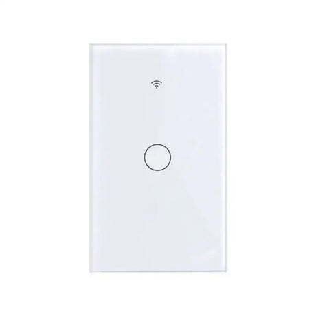 A white light switch with a single button