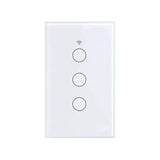 a white light switch with two circles on the front