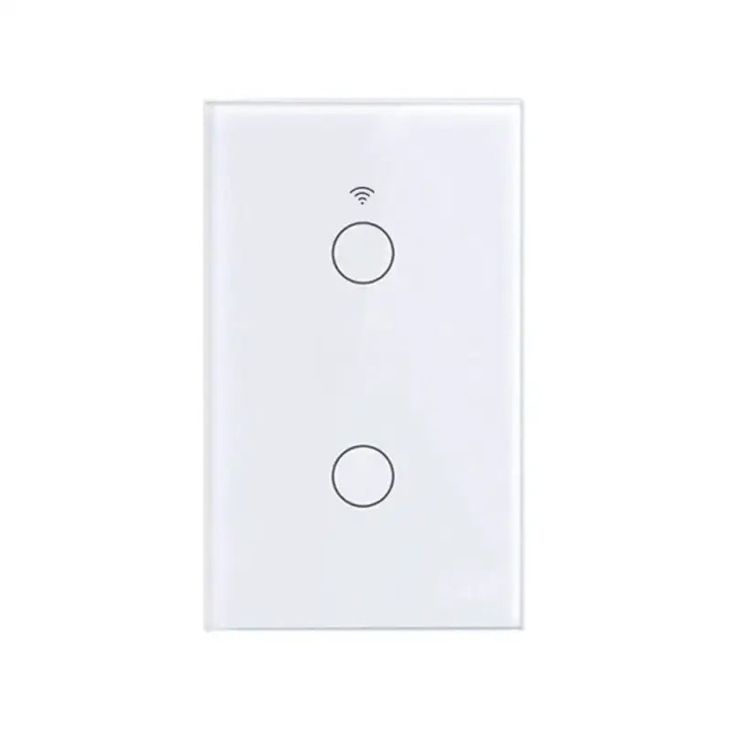 A white light switch with two buttons