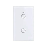 A white light switch with two buttons