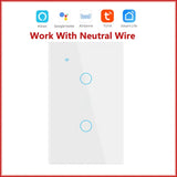 a white light switch with the words work with neutral wire