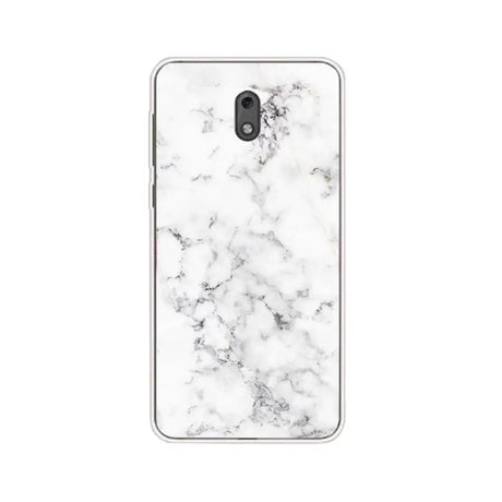 the back of a white marble phone case