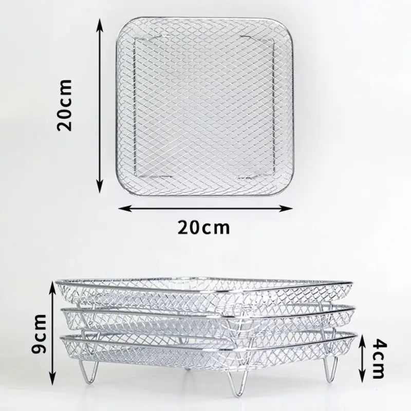 a white metal basket with a wire pattern on it