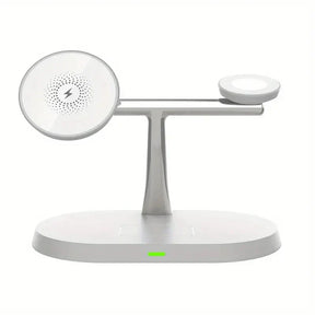 White multi-device wireless charging stand.