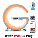 a white and orange light with a q logo