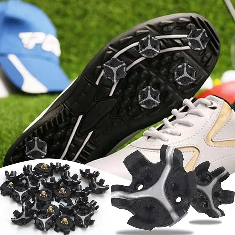 a close up of a pair of golf shoes and a golf ball