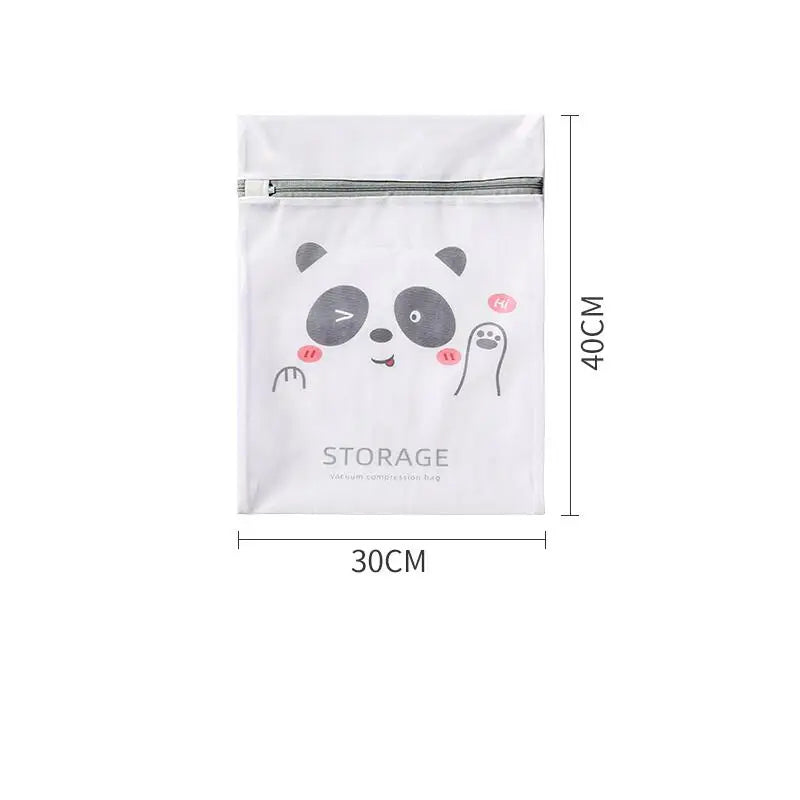 a white bag with a panda face on it