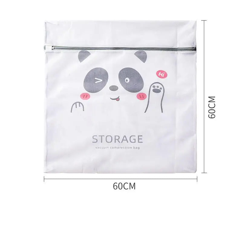 a white bag with a panda face on it