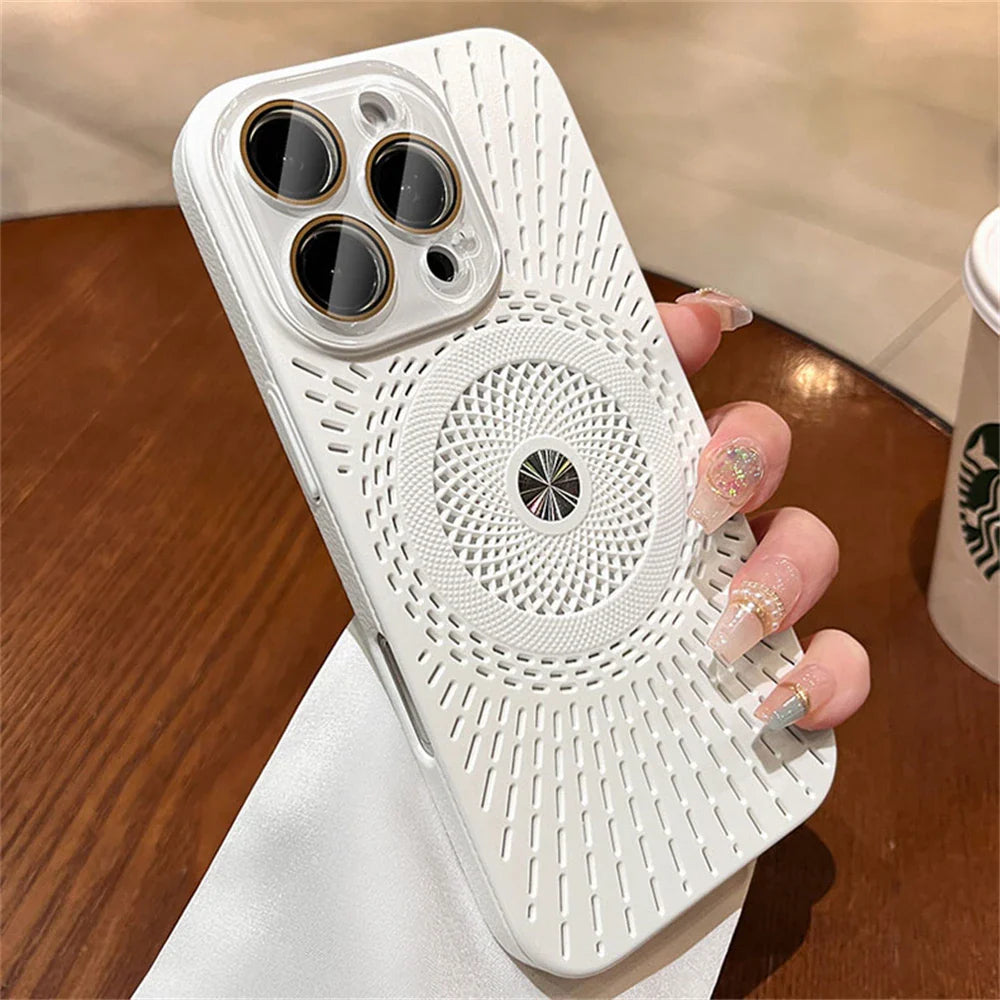 White patterned phone case.