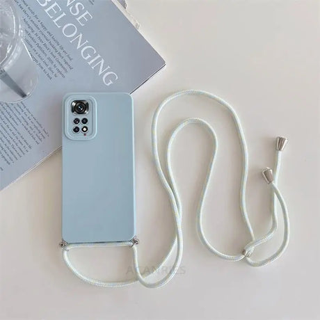 a white phone case with a white cord