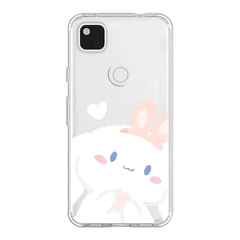 a white phone case with a cute white rabbit