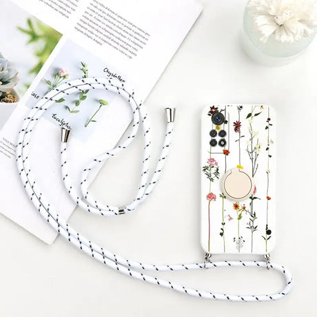 a white phone case with a floral design