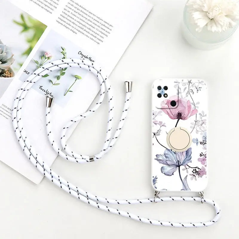 a white phone case with a floral design