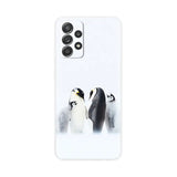 a white phone case with a penguin and penguin penguins