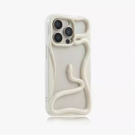 White phone case with snake design.