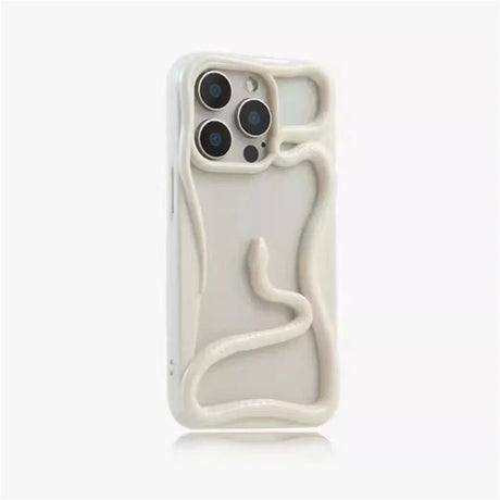 White phone case with snake design.