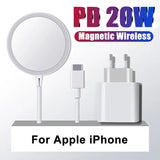 a white phone and a white charger with the words p2w magnetic wires for apple