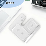 White folding phone stand or holder with multiple adjustable sections.