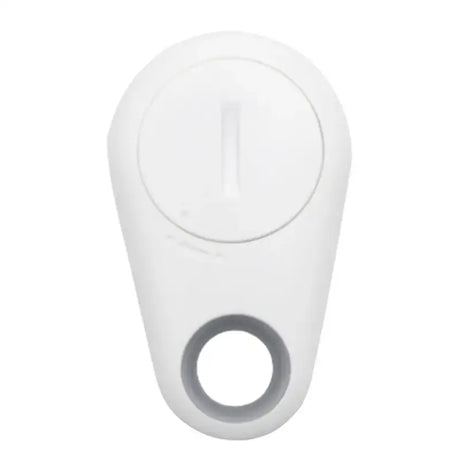 A white plastic knob with a hole