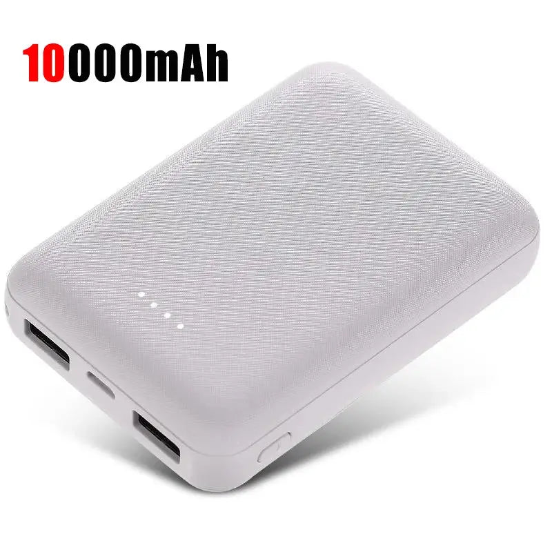 a white portable power bank with a white background