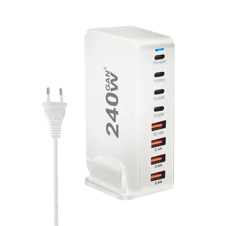 The white power adapt plug plug with a white cord