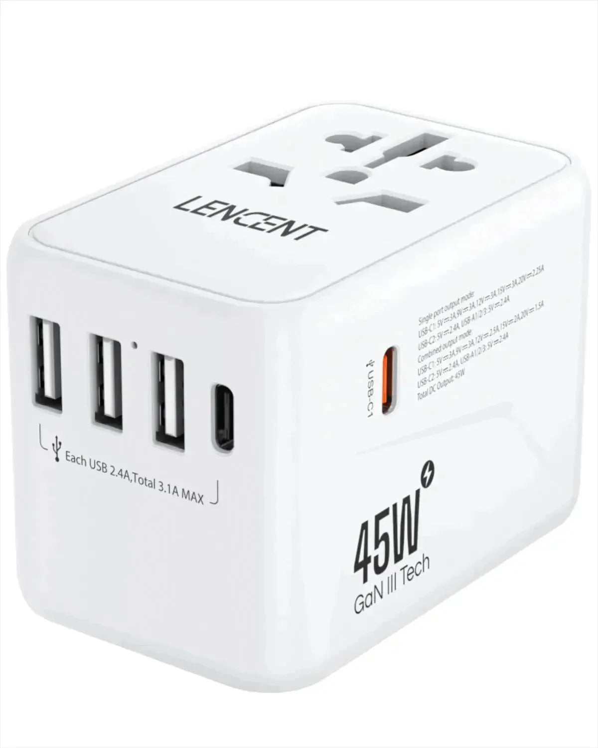 a white power adapt plug with a white power outlet