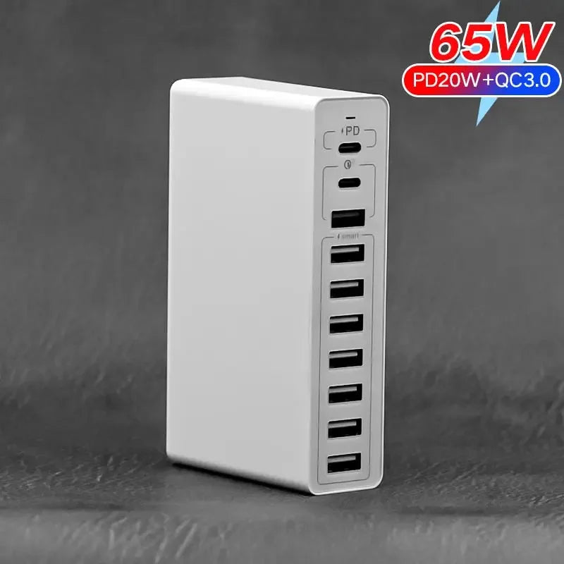 a white power bank with a black background
